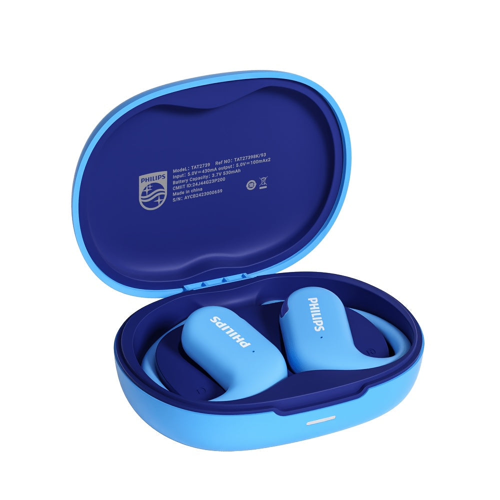 Philips TAT2739 Open Air Earbuds Wireless Bluetooth 5.3 Ear Hook Headphones with Wireless Charging Case – Non In-Ear Open-Back Design, Type-C, Tech Gift for Men Women