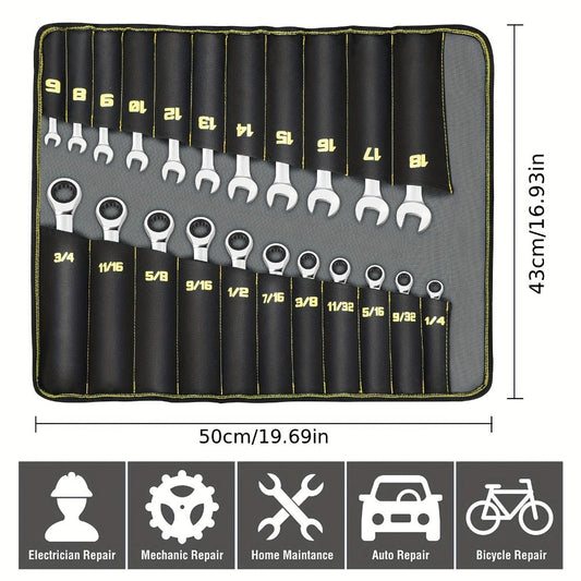 Combination Ratcheting Wrench Set, 22-Piece SAE & Metric with 72-Tooth Ratchets