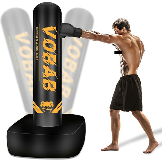 Freestanding Punching Bag with Stand, 70-Inch Black and Yellow for Adult Training