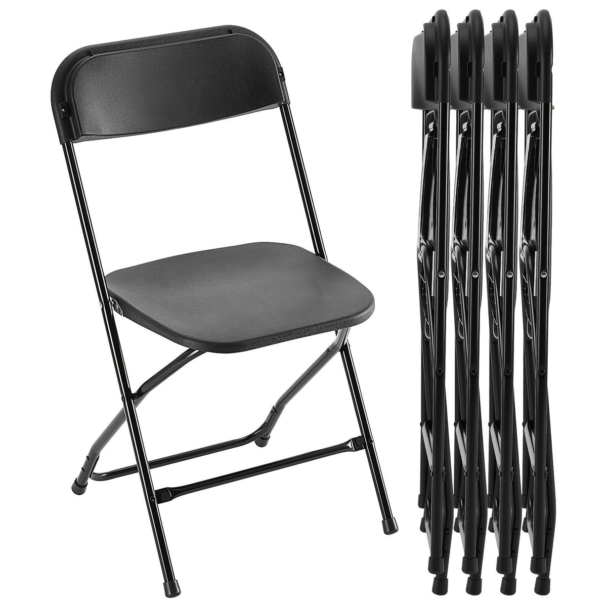 Commercial Folding Chairs Stackable – 350lb Heavy Duty Steel Frame, Weather Resistant Plastic, Indoor & Outdoor Event Seating – White or Black, 4 to 20 Pack for Weddings & Parties