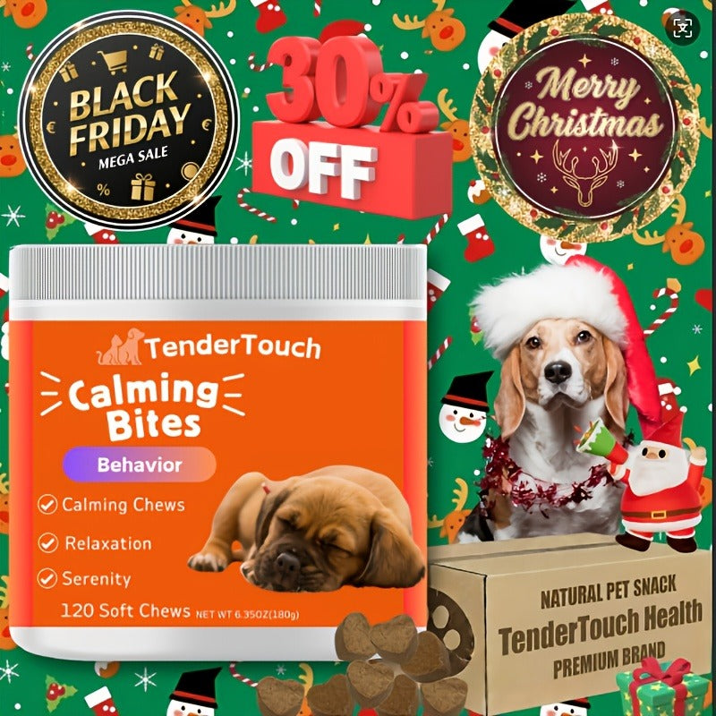 Dog Calming Chews 120ct | Natural Relaxation & Stress Relief Supplement for Dogs, Emotional Balance Support, Chill-Out Canine Soft Chews for Anxiety, Thunderstorms & Separation, 200g / 7.05oz