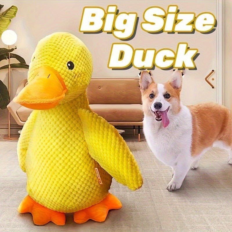 Large Plush Duck Dog Toy with Squeaker - Bite-Resistant Soft Chew Toy for Puppies & Large Breed Dogs, Durable Teething Toy for Golden Retrievers Corgis Pomeranians & All Breeds