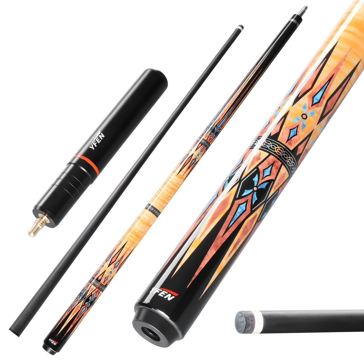 Carbon Fiber Pool Cue Stick Low Deflection Billiard Cue with 11.8mm 12.5mm Tip Pro-Taper Shaft Canadian Maple Butt Extension Compatible Professional Pool Cues for Competitive Play and Tournament Use