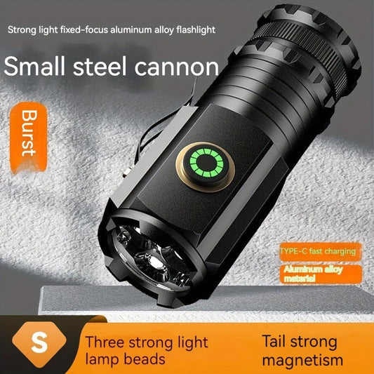 Magnetic LED Flashlight, USB Rechargeable with 3000-Lumen Output and Up to 300 m Range