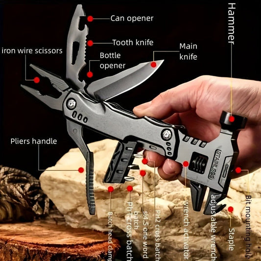 Folding Multitool Pliers with Hammer, Wrench and Nail Puller, 4-in-1