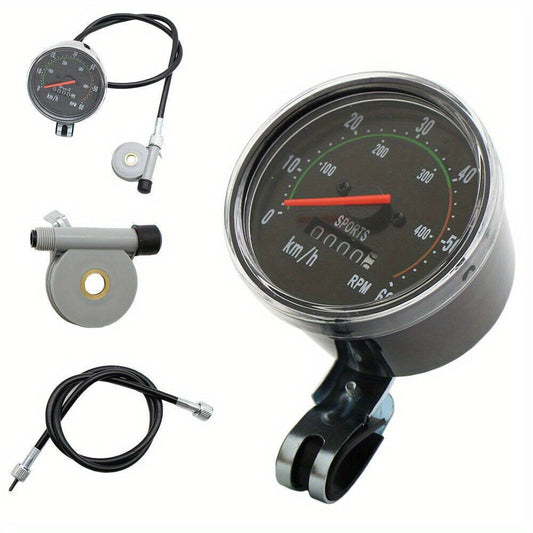 Bicycle Speedometer Kit with Chrome Bezel, Black, Left or Right Handlebar Mount