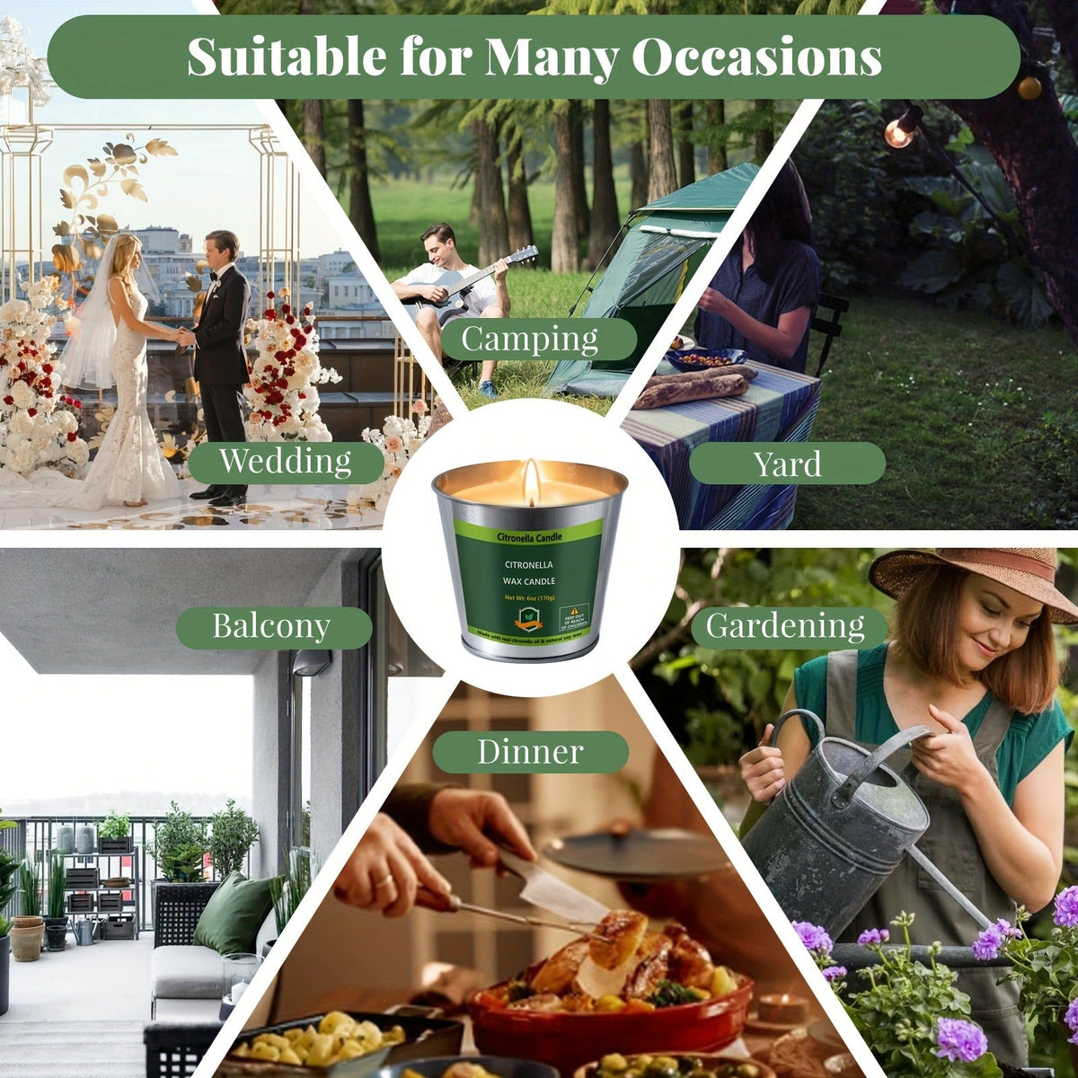 Citronella Candles Set 4 Pack Outdoor Indoor Bug Repellent Candles for Patio BBQ Garden Yard Camping Party Deck Holiday Gift Fall Candles Mosquito Repellent