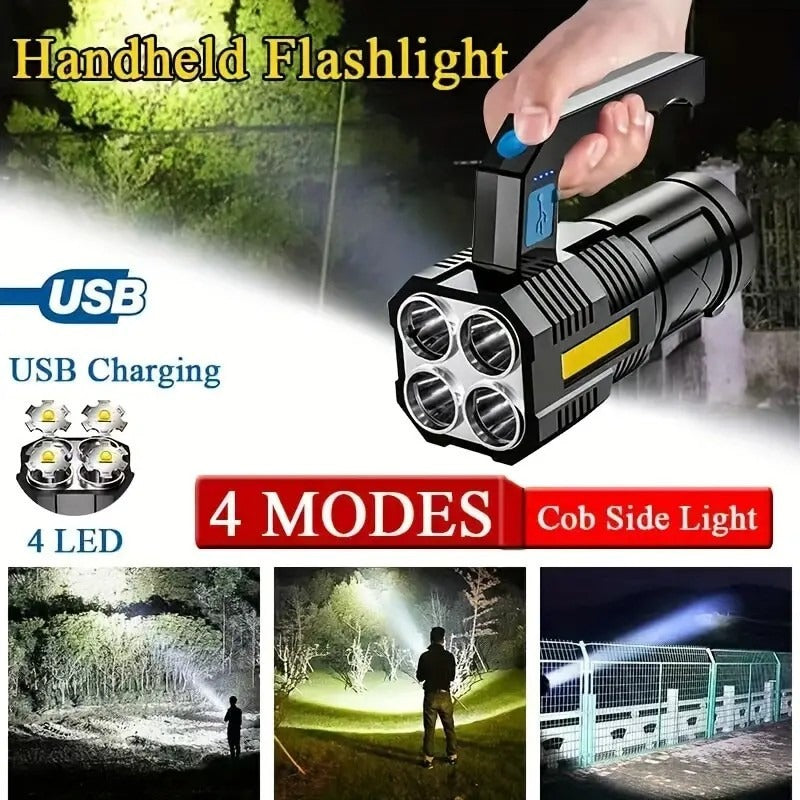 XHP90 Tactical Flashlight 2 Pack 300 Lumen 4 Modes USB Rechargeable 18650 Camping Light with Battery Display 200m Beam