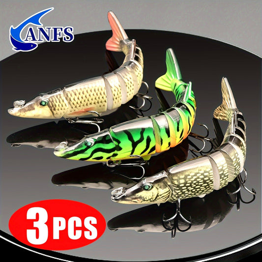 Multi-Jointed Swimbait Fishing Lures, Slow-Sinking 8-Section ABS Body