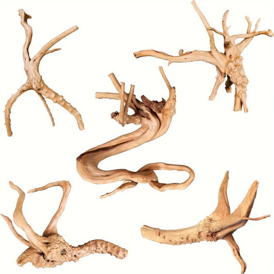 Natural Aquarium Driftwood, 5-Pack Assorted Branches for Aquascaping and Terrarium Decor