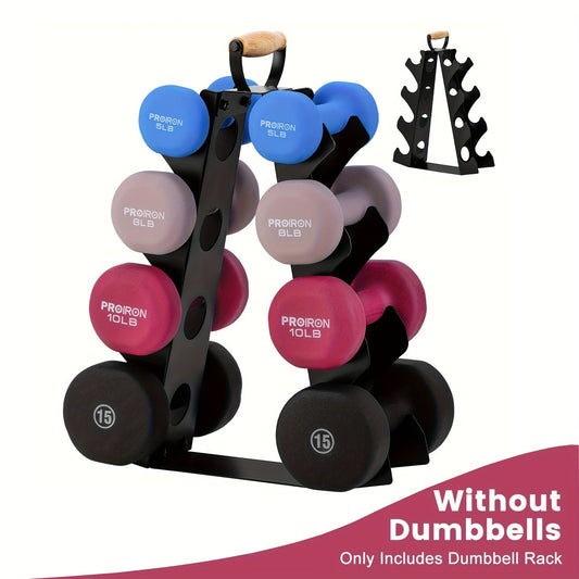 Dumbbell Rack, 4-Tier A-Frame with Wooden Handle for Home Gym Storage