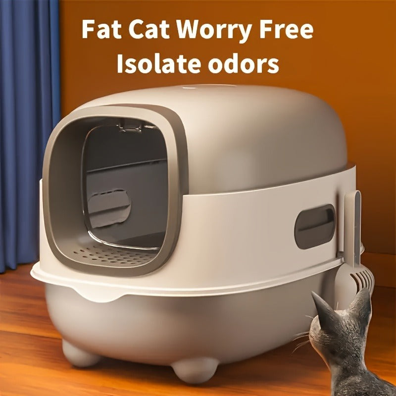 Enclosed Cat Litter Box with Odor Control - Foldable Top Entry Design, Splash-Proof Walls, Compact Size for Small Spaces, Suitable for Kittens and Adult Cats