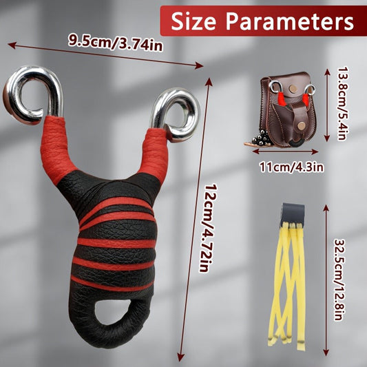 Alloy Slingshot Set, Red with 2 Replacement Bands, 100 Mud Beads and Carry Bag