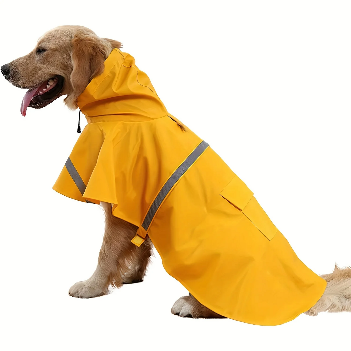 Dog Raincoat Reflective Hooded Waterproof Pet Rain Cape for All Breeds, Lightweight Poncho with Reflective Strips for Safety on Rainy Days, Sizes M XL XXL 3XL, Yellow Dog Rain Jacket