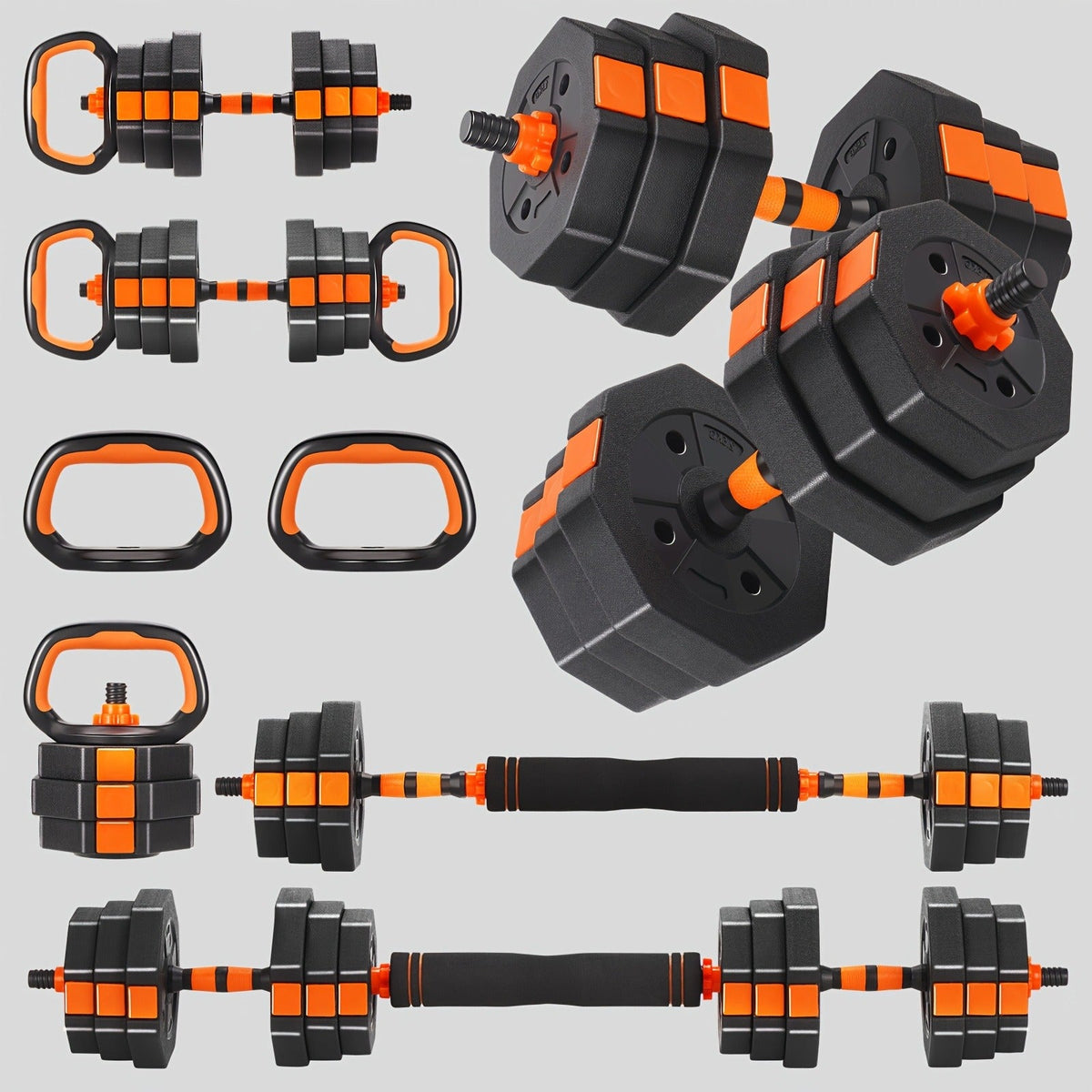Adjustable Barbell & Dumbbell Set 4-in-1 – 25/50/66 lbs Home Gym Weight Set with Connecting Rod, Strength Training for Men & Women