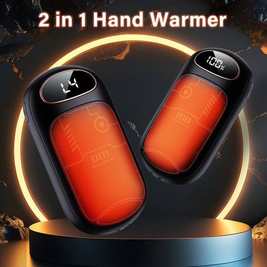Rechargeable Hand Warmers 2-Pack with Power Bank Function and LED Display