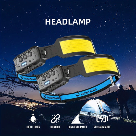 Motion Sensor LED Headlamp, USB Rechargeable, 720 Lumens with 270° Beam and Red Tail Light