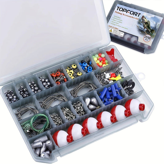 Fishing Accessories Kit, 228 Pieces with Tackle Box, Hooks, Sinkers and Lures