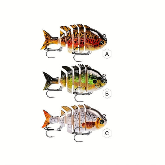 Jointed Swimbait Fishing Lure Set, 3-Piece Hard Bait with Treble Hooks for Freshwater Fishing