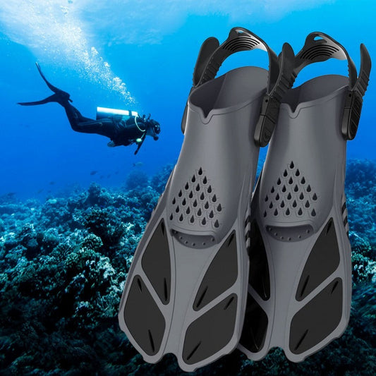 Snorkel Fins with Adjustable Open Heel and Lace-Up Closure, Black S/M