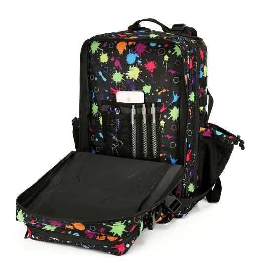 Hiking Backpack, 45L Fluorescent Tie-Dye Pack for Camping and Travel