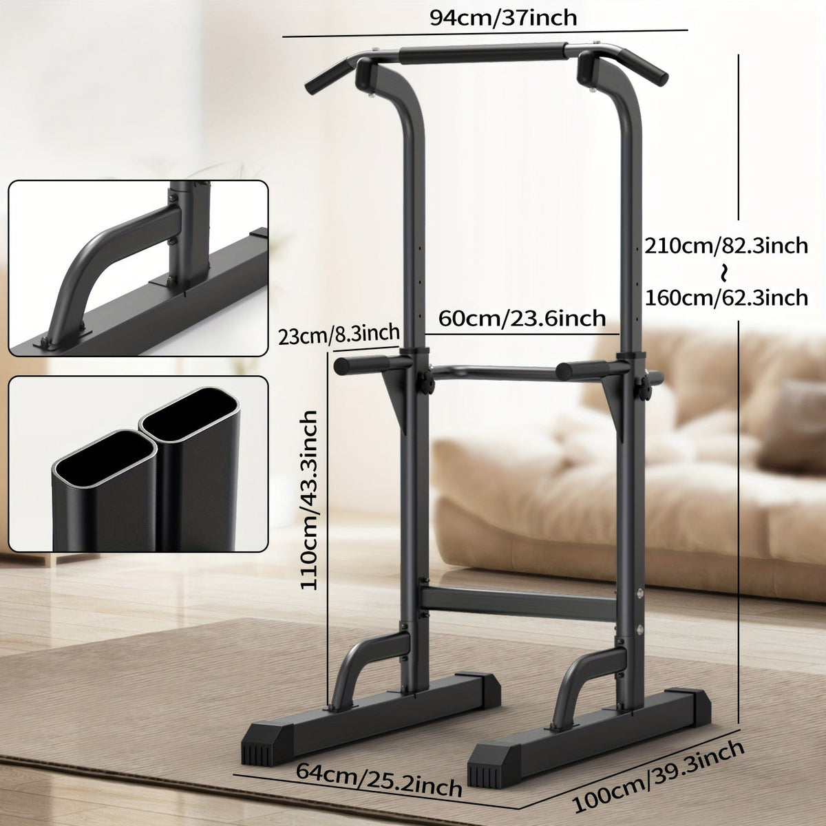 Power Tower Dip Station with Pull Up Bar – Adjustable Height Multi-Function Home Gym Strength Training Workout Station for Dips, Chin Ups, Push Ups, Leg Raises & Upper Body Exercise, 3 Models Available