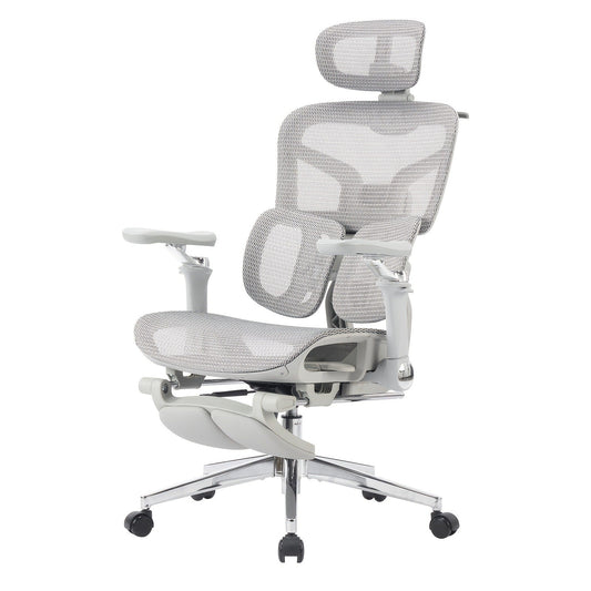 Ergonomic Office Chair with Retractable Footrest, 6D Armrests and High-Back Lumbar Support