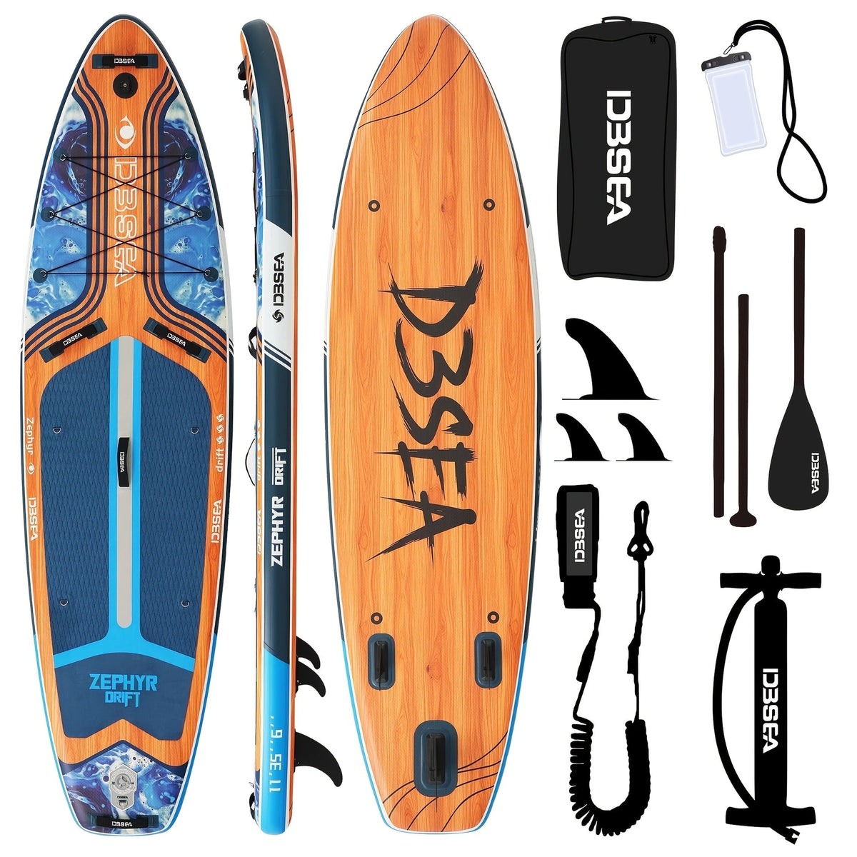 Wide Inflatable SUP Board 11ft x 32'' Extra Wide Stand Up Paddle Board for Youth Adults with Backpack Dry Bag Paddle Leash Hand Pump Fins Stable Design
