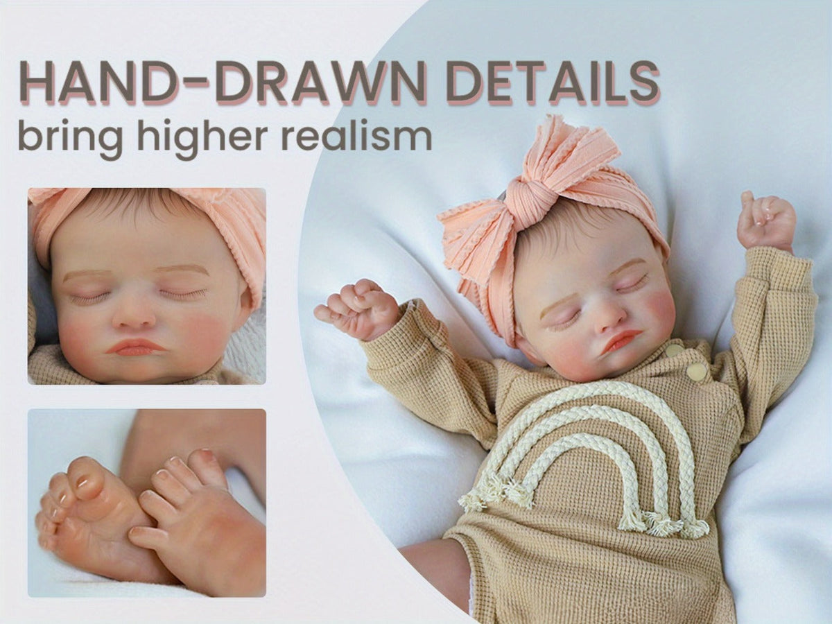 20-Inch Sleeping Reborn Baby Doll with Soft Cloth Body and Feeding Set