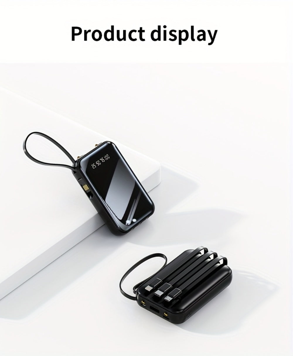 Built-in Cables Flashlight 50000mAh Power Bank Portable Charger, Fast Charging LED Display Emergency Battery Pack for iPhone Android Outdoor Travel Camping Hiking – Black Purple Available