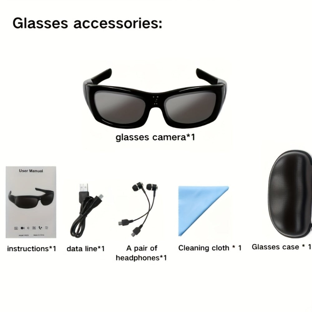 Smart Glasses Camera 1080P HD Video Recording, Built-in 32GB, Music Playback & Phone Call, Wearable Action Camera Sunglasses, 2-Hour Battery, for Travel Vlogging Outdoor Sports, Valentine's Day Gift