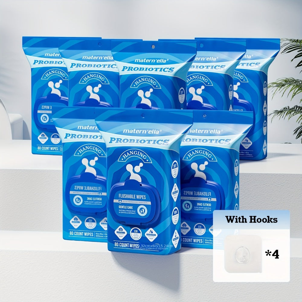 Flushable Wet Wipes for Adults with Probiotics – Plant-Based Fibers, Fragrance Free, Sewer Safe, Soft & Thick Disposable Butt Wipes, Travel & Camping Must-Have, for Incontinence & Personal Care (3/5/6/8 Packs)