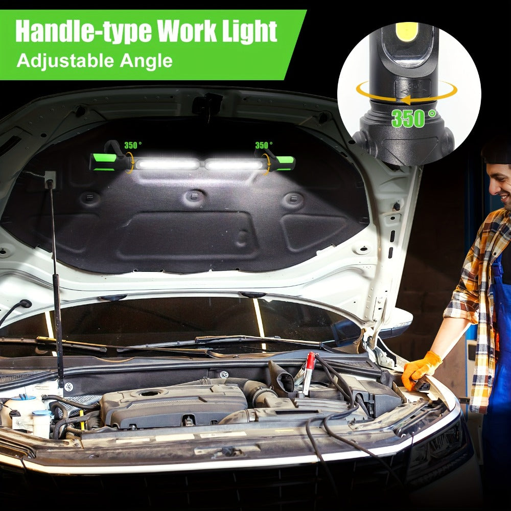 LED Work Light Rechargeable Cordless with Magnetic Base & Hook – Portable Mechanic Floodlight, Adjustable Brightness, Motion Sensor Control, Waterproof for Car Repair, Workshop, Garage, Outdoor & Emergency Use