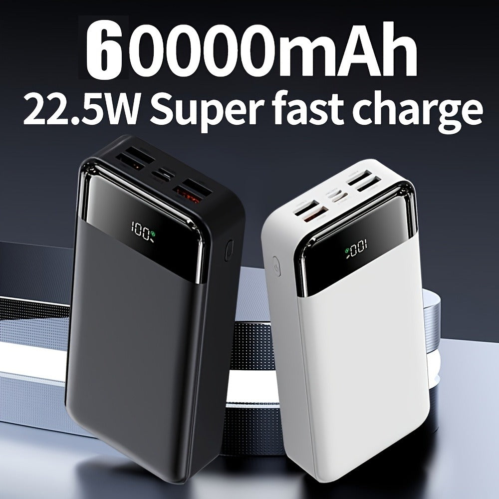 60000mAh Power Bank 22.5W Fast Charging with Built-in Light LED Power Display Removable Emergency Battery Pack for Android iPhone Phones Tablets Outdoor Travel Camping