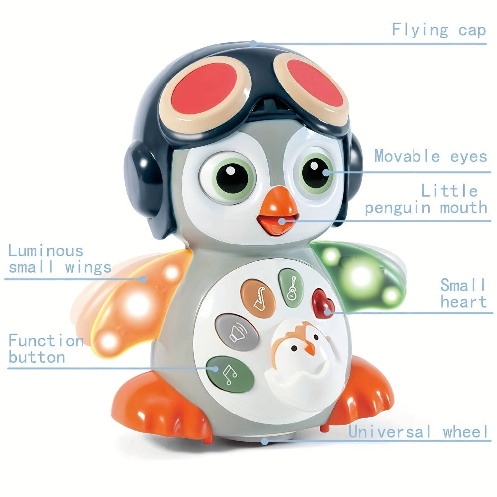 Interactive Dancing Penguin Baby Toy with Music, Lights & Crawling Motion – Infant Tummy Time Learning Toy, Sensory Light Up Musical Toy for Babies 6-12 Months, Easter Basket Stuffer & Baby Gift