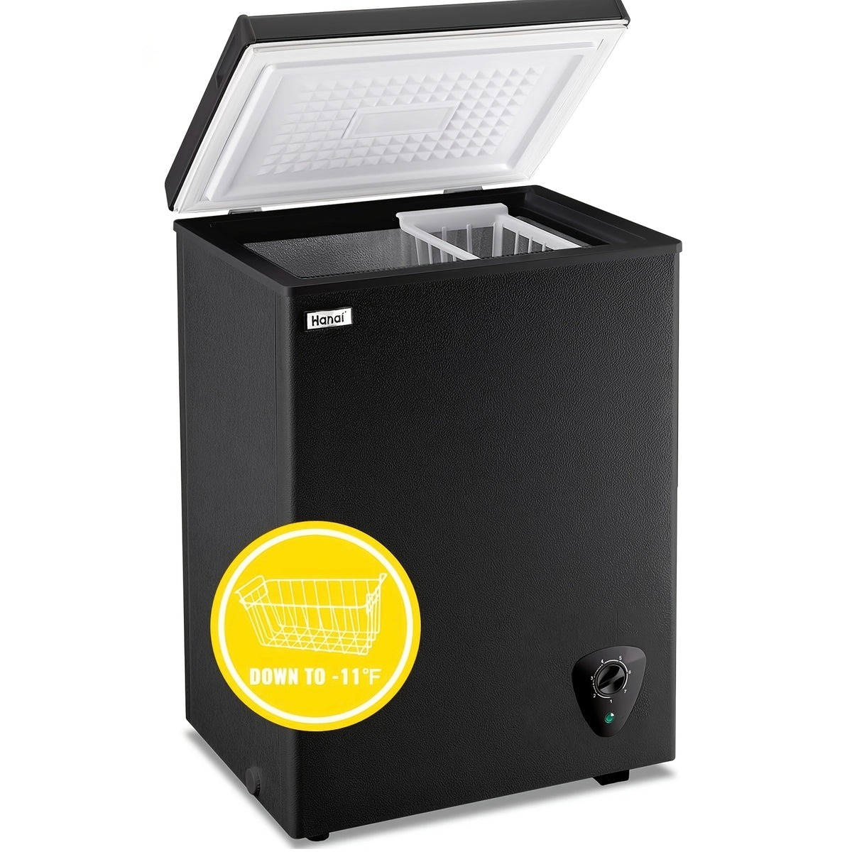 Chest Freezer, Compact Mini Deep Freezer with 7-Level Temperature Control (-11.2°F to 50°F), Low Noise R600a Compressor, Removable Basket – 3.8 Cu Ft Upright Freezer for Dorm, Apartment, Garage & Home Kitchen