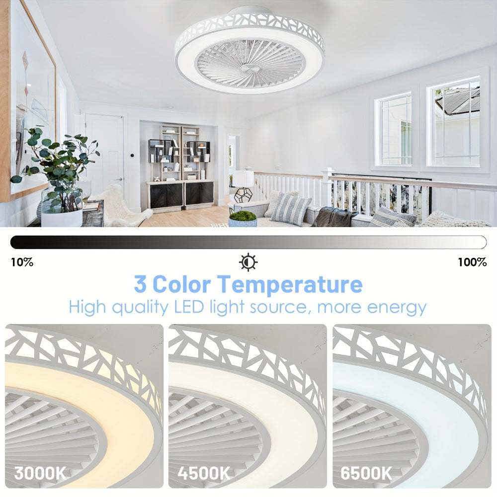 Flush Mount Ceiling Fan with Light and Remote 19 Inch | Low Profile LED Ceiling Fan 6 Wind Speeds Reversible Motor | Quiet Compact Fan for Bedroom Kids Room Living Room Low Ceiling | White Black