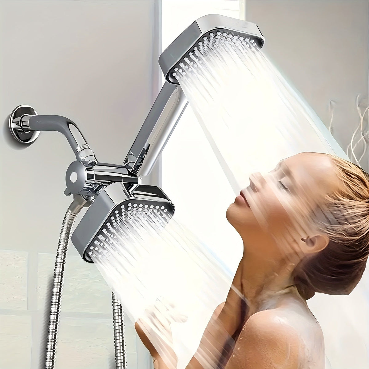 2-in-1 High Pressure Handheld Shower Head Set with Rain Showerhead – Long Hose T-Valve ABS Wall Mount Bathroom Upgrade