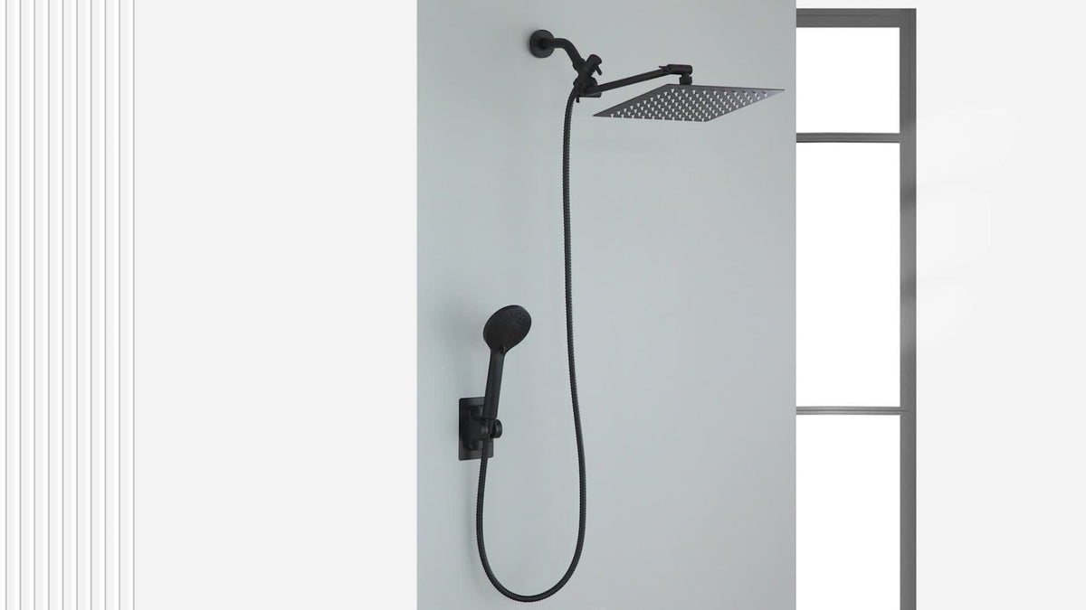 Rain Shower System with Handheld Shower Head – High Pressure Rainfall Showerhead Combo Copper Diverter Anti-Clog 8 10 12 Inch