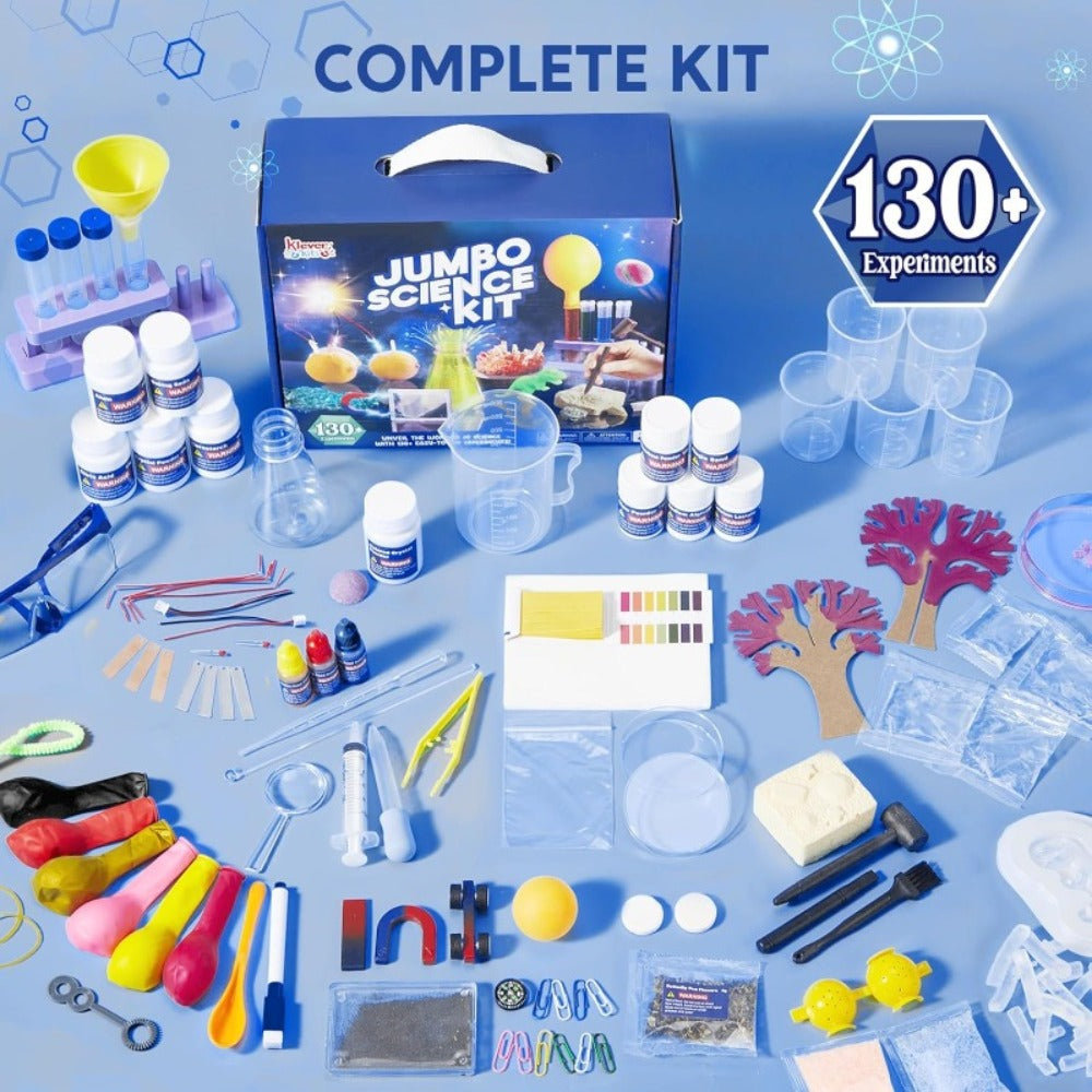 Jumbo Science Kit for Kids 130+ Experiments – STEM Chemistry Set with Crystal Growing Glowing Bulb Fossil Dig Soap Making, Hands-On Science Experiment Gift for Boys Girls Ages 6-12 Birthday Christmas
