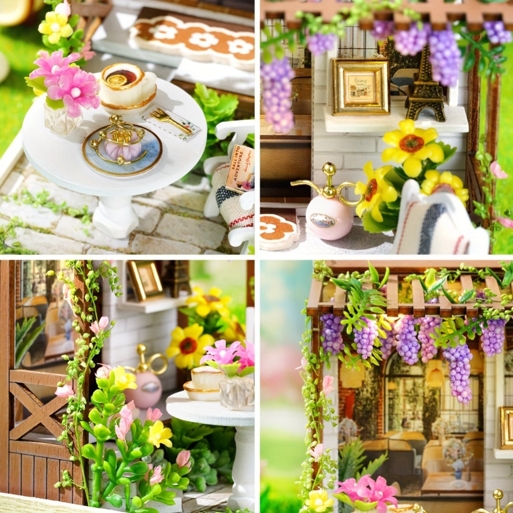DIY Wooden Miniature House Kit with Dust Cover in Three Themes