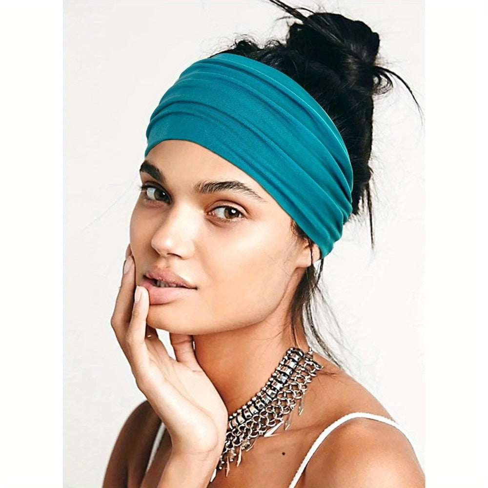 Stretchy Headbands 20 Pack for Women & Men – Soft Sweat-Wicking Non-Slip Elastic Turban Knot Hair Wraps Breathable Solid Colors for Yoga Running Gym Workout Daily Fashion Bulk Set