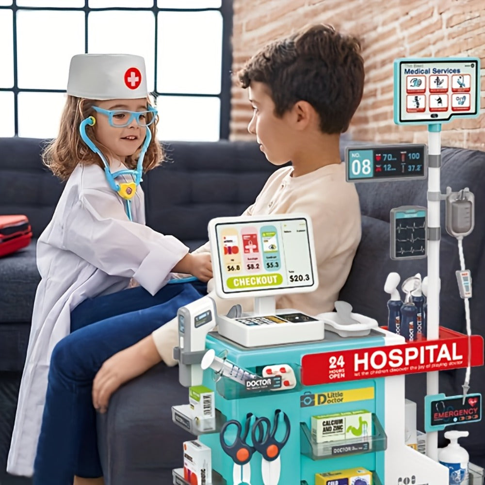 Doctor Play Set with 49 Pieces, Medical Station & Cashier Pretend Play