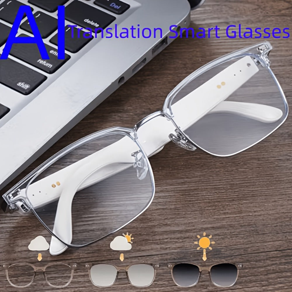 Translation Smart Glasses with 160-Language Real-Time Translation, Hi-Fi Music & HD Voice Calls – Photochromic, Metal Frame & Double-Sided Options, Built-in Mic & Speaker, Unisex
