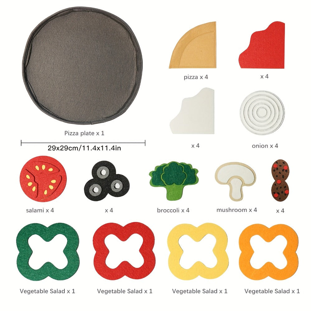 Pretend Play Pizza Food Set with Toppings for Make-Believe Cooking