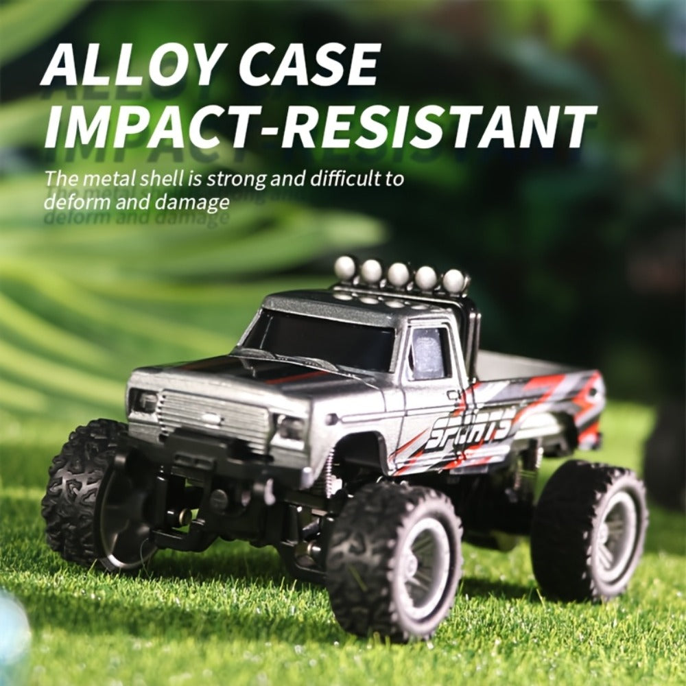 1:64 Mini RC Truck with Trailer and LED Lights, Green, Gray or Blue