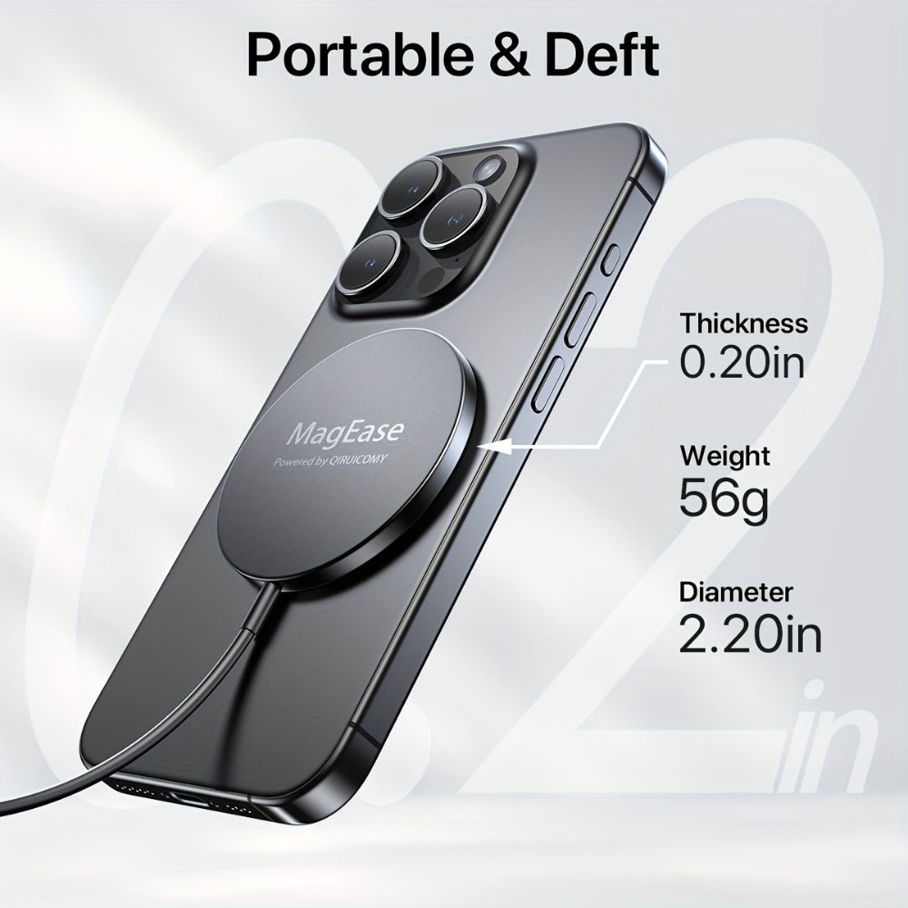 MagSafe Magnetic Wireless Charging Pad 15W Snap Alignment – Fast Charger for iPhone 17/16/15/14/13/12 & AirPods Pro/3/2, USB-C Cable & USB-A Converter Included, PD/PPS/QC Multi-Protocol | Slim Portable | Classic Black