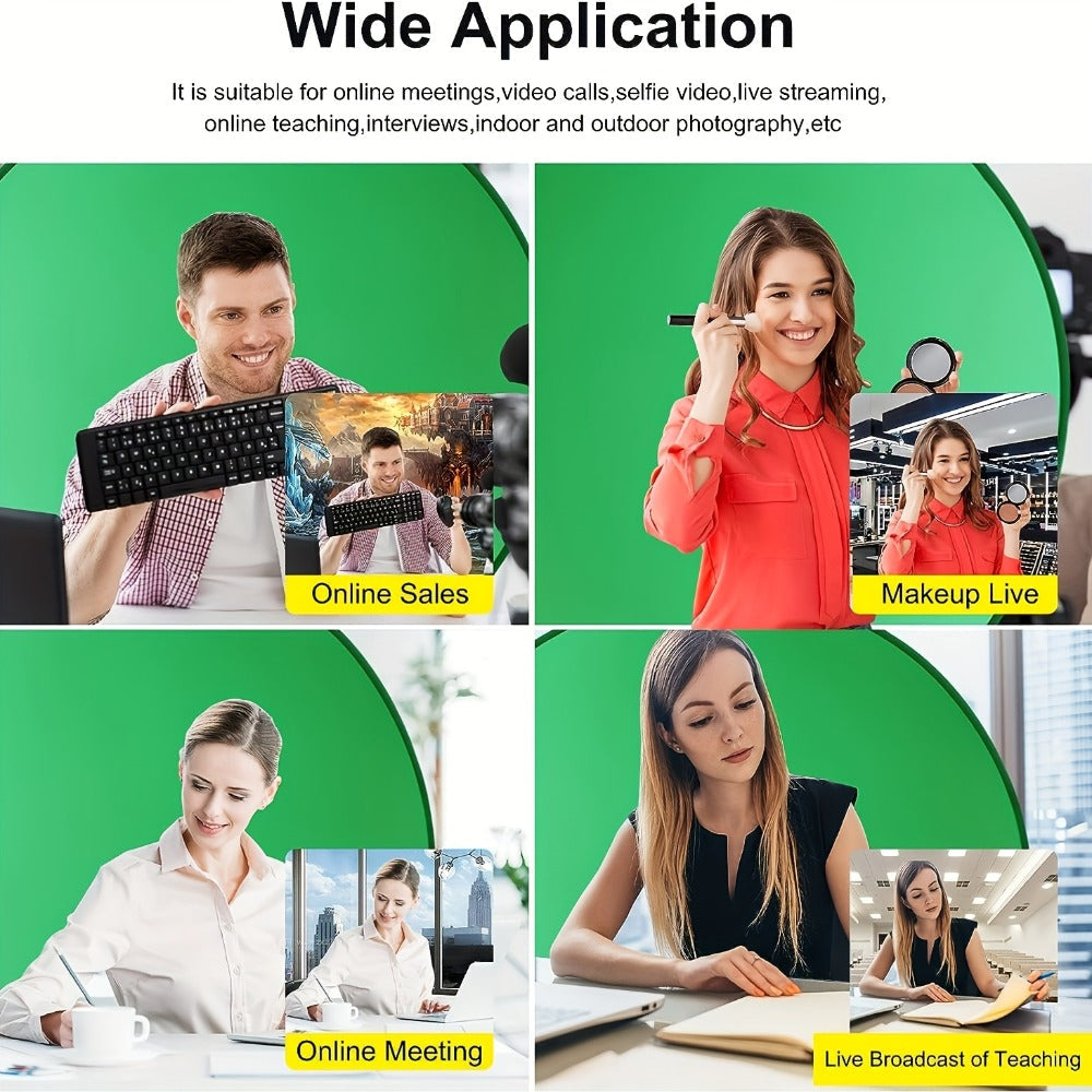 Folding Green Screen Background Frame Studio Kit | Portable Collapsible Backdrop for Live Streaming, Photography, Gaming, Video Calls, Home Office & Meetings