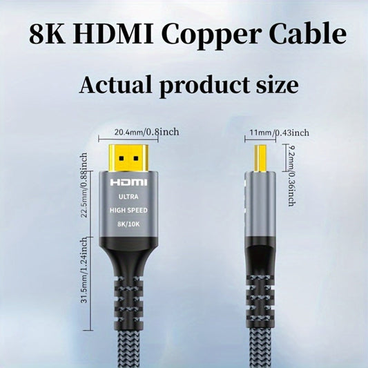 HDMI 2.1 Cable 8K 48Gbps with Nylon Braid, 4K at 120Hz & eARC - Gray