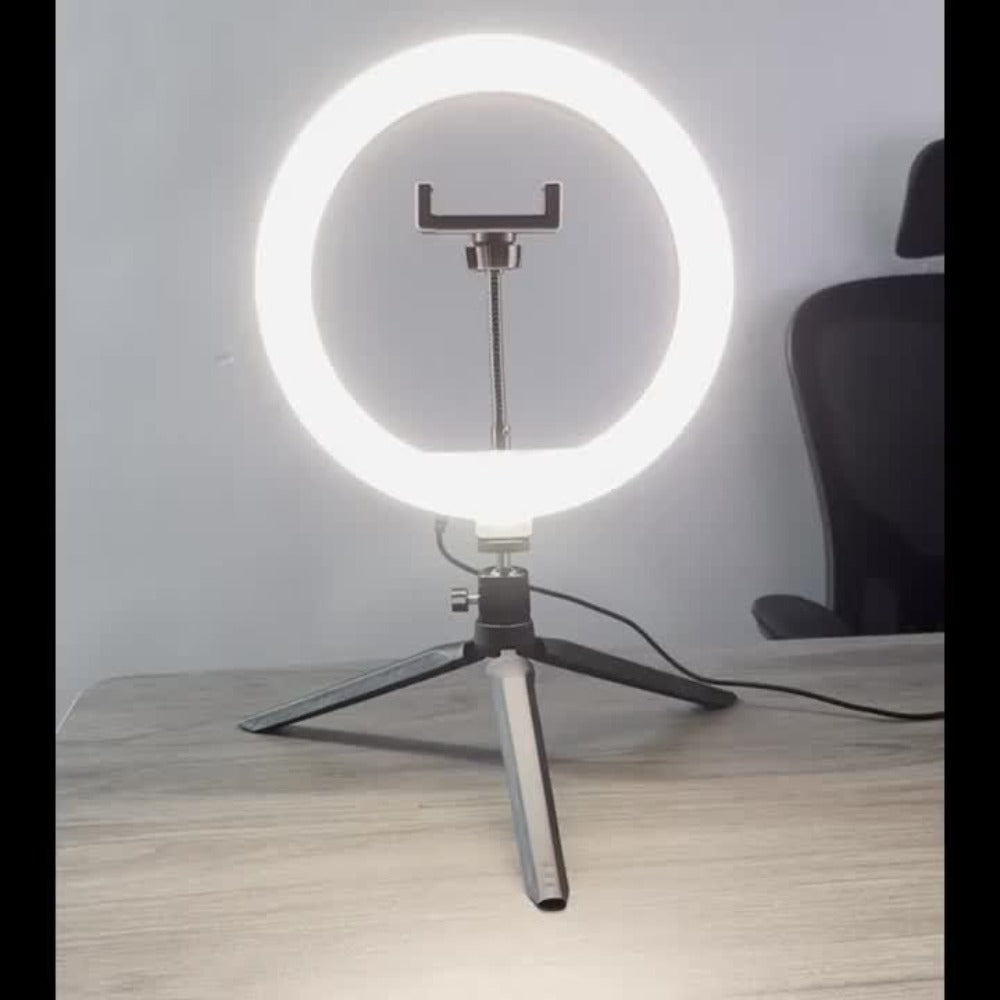 Desk Stand Ring Light 10/18 Inch LED Phone Fill Light 3 Color Temperatures Dimmable for Live Streaming Video Shooting Selfie Makeup Photography TikTok YouTube